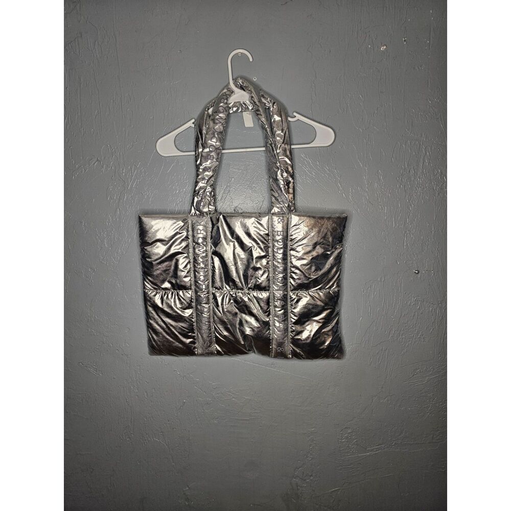 NWT Bath & Body Works Metallic Silver Quilted Puffer Tote Bag - Limited Edition